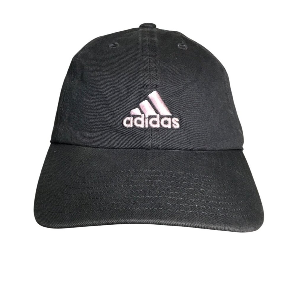 Adidas Womens Charcoal Gray & Pink Lettering Baseball Cap Adjustable Cotton